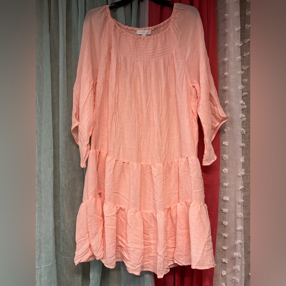 Pink Tiered Long Sleeve Dress